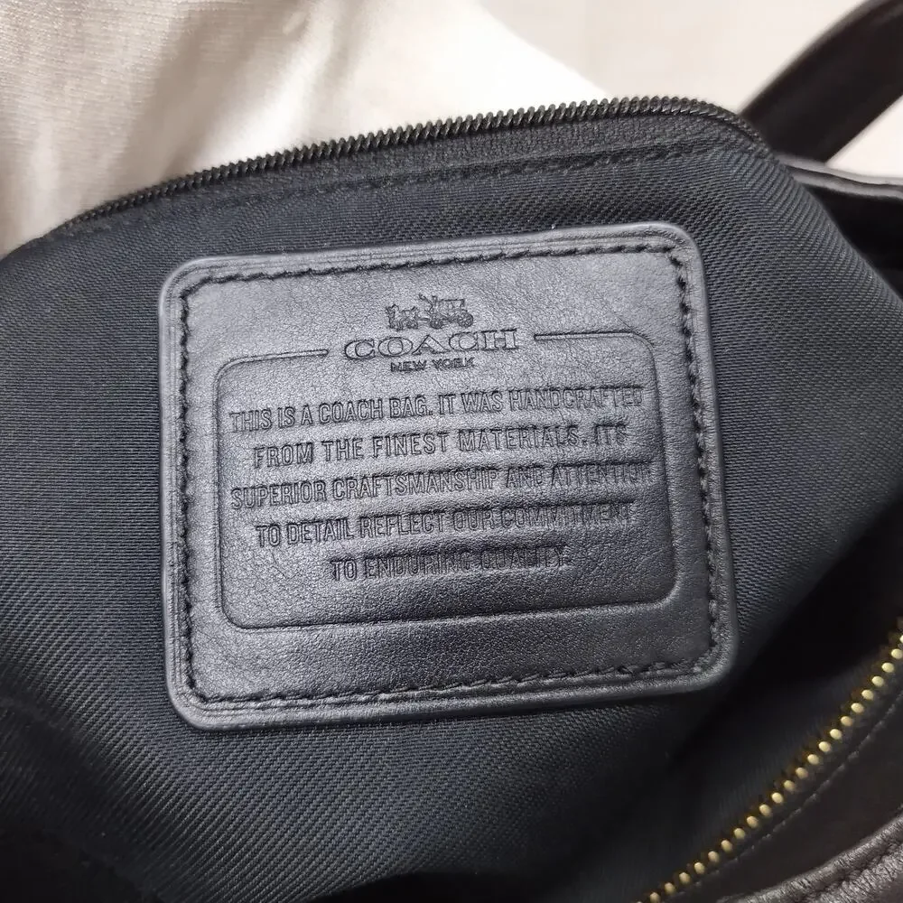 Coach Whiplash Circle Black Smooth Leather Turnlock Hobo Shoulder Bag